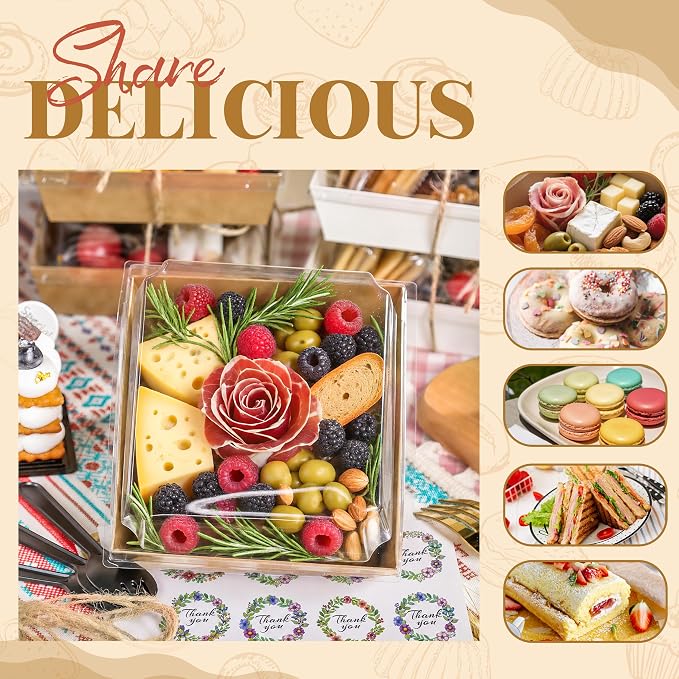 100 Pack Brown Charcuterie Boxes 5.3x4.9x2.5in for Rustic Boards | Useful for repeat snack prep, tasting samples and grab-and-go dessert displays.