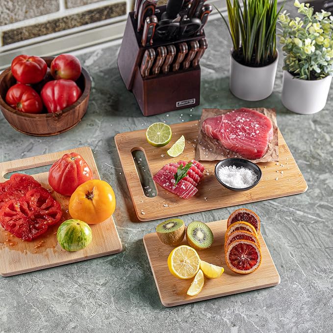Bamboo Bread Slicer and Cutting Board Set Bundle