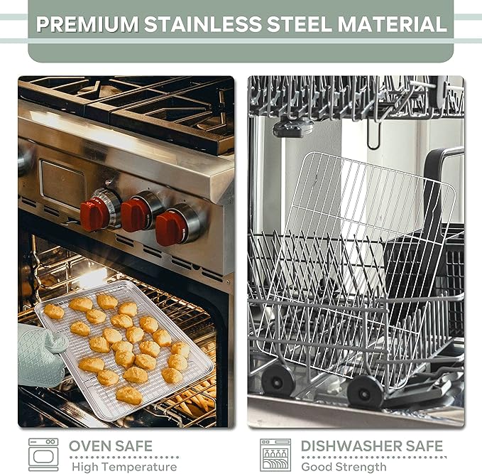 Herogo 16.5” x 11.5” Cooling Racks for Kitchen Baking, 3 Pack | Stainless Steel & Heavy-duty, Oven & Dishwasher Safe, Baking Cooking Wire Rack, for Cookie Bread Bacon