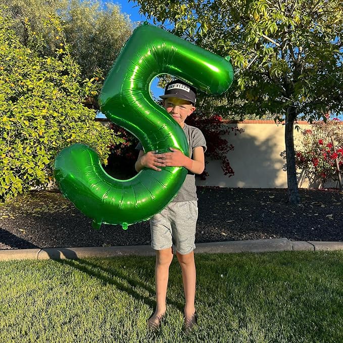 Dark Green Number 5 Balloon 40 Inch, 5th Birthday Party Decorations for Children, Giant 5 Foil Balloon for Party Supplies