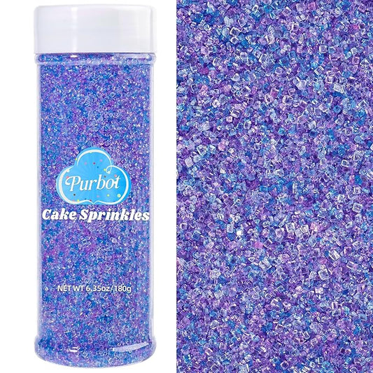 Mermaid Sprinkles Purple Sanding Sugar for Baking, 6.35oz/180g Edible Sparkling Sugar Crystals for Cakes Cupcakes Cookies Ice Cream