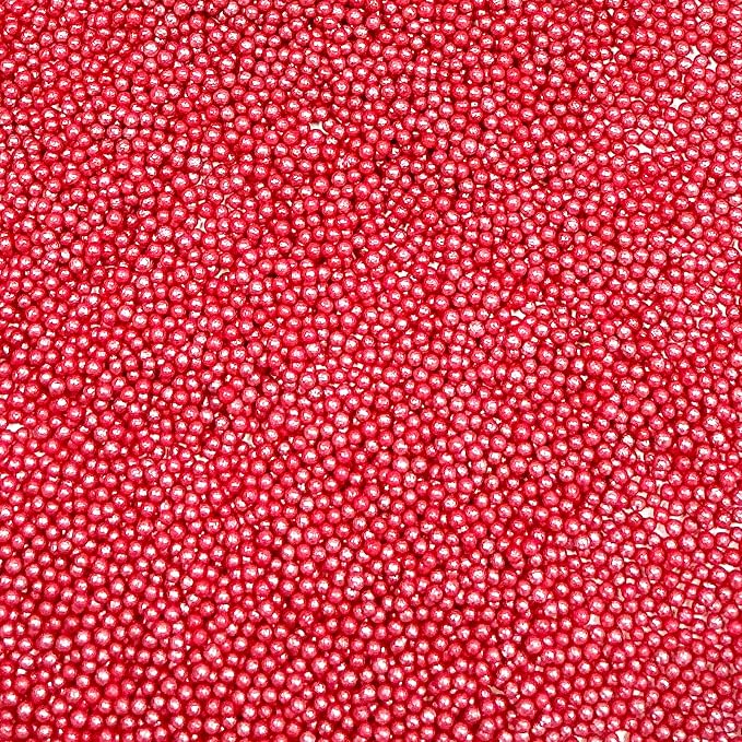 Homipooty Nonpareils Sprinkles Edible Red Pearl Sugar sprinkles 110g/3.88oz 2mm Mini Pearls for Cake Decorating Cupcake Topper and Cookie Ice Cream Valentines Day Halloween Christmas Supplies