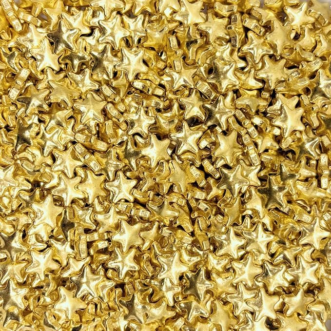 Dynastang 10mm Super Gold Stars Sprinkles Edible Stars Cake Decorating Stars Cake Decorations Cupcake Toppers Cookie Decorating Perfect for Cakes, Cupcakes, Desserts Toppings 3OZ