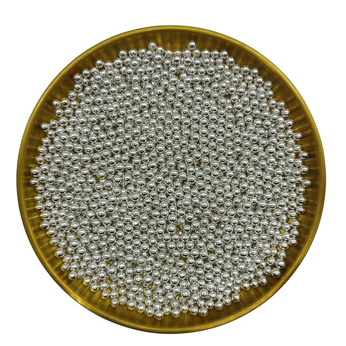 Edible Silver Pearl Sugar Sprinkles Candy 4mm Mini Pearls Cake Decorations Cupcake Toppers Cookie Decorating Perfect for Wedding Party Valentine Halloween Christmas Supplies 3OZ