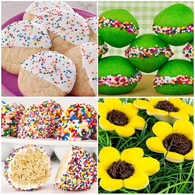 Cake Mate Holiday Christmas Sprinkles 4-Pack – Rainbow Nonpareils, Chocolate Flavored, Flower Decors & Rainbow Jimmies – Festive Dessert Toppers for Cookies, Cakes & Cupcakes