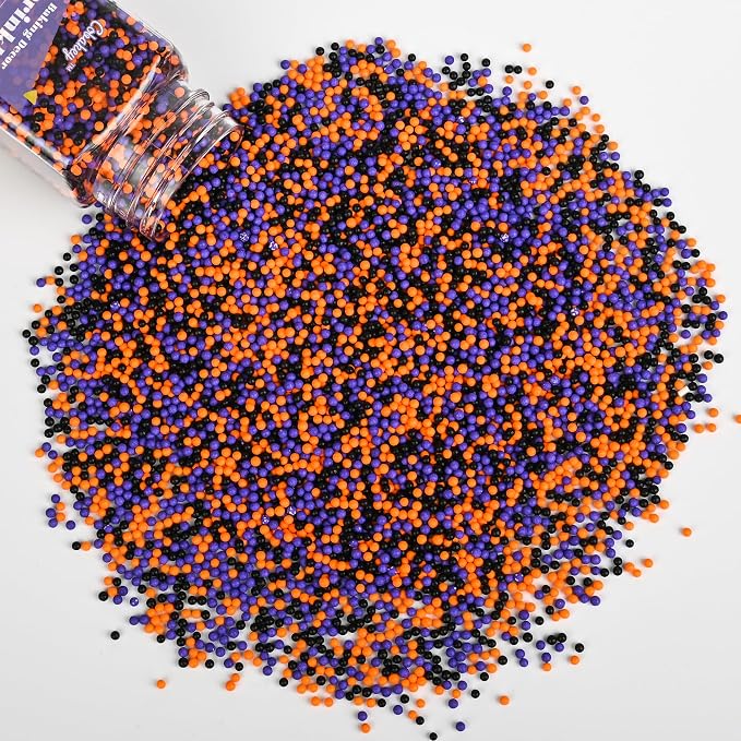 Nonpareils Sprinkles for Cake Decorating, Black & Orange Purple Sprinkles Perfect for Cupcake Toppers Wedding Party Valentines Halloween Christmas Supplies 3.52 Ounce