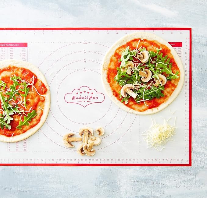 Silicone Pastry Mat Standard 23 x 15 in Nonstick Dough Rolling Mat with Measurements Inch and cm Circles Conversion Charts BPA Free Heat Resistant to 450 F Dishwasher Safe
