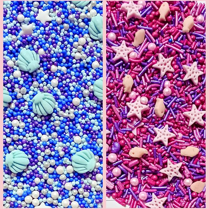 Confect Sprinkle Mix Set - Under the Sea - 5 Assorted Pastel Blends for Cake, Cupcake & Cookie Decorating – Ocean-Inspired Edible Decorations with Sea Shells, Starfish, Mermaids & Fish| Vegan, Gluten-Free, Nut-Free, Soy-Free, Dairy-Free, Palm Oil-Free-...
