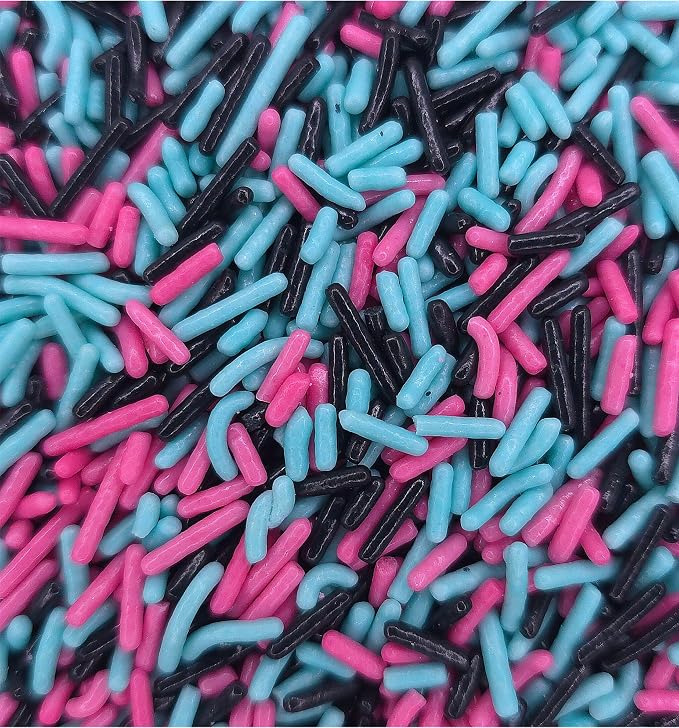 NCS Pink, Black & Light Teal Jimmies Edible Sprinkles – Cupcake, Cake & Cookie Decorations, 7 oz