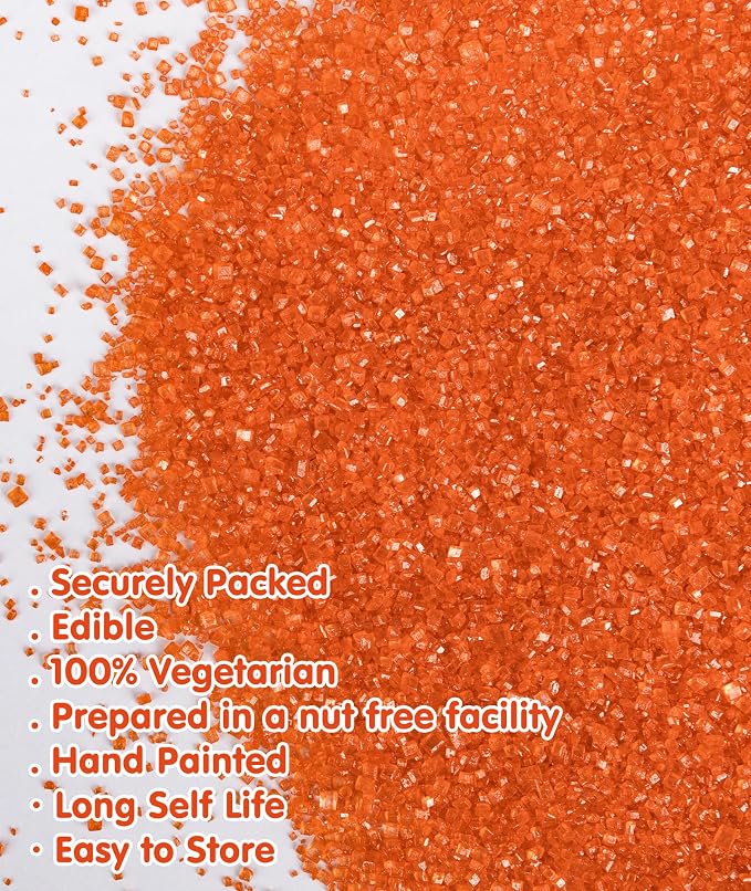 Edible Orange Sprinkles,Sanding Sugar Sprinkle for Cake Decorating,150g,Edible Coarse Sugar Crystals,Sprinkle Mix for Donut Cookies,Ice Cream,Fondant Cake,Caramel Apples,Cupcakes,Desserts,Wedding Birthday Party Supplies