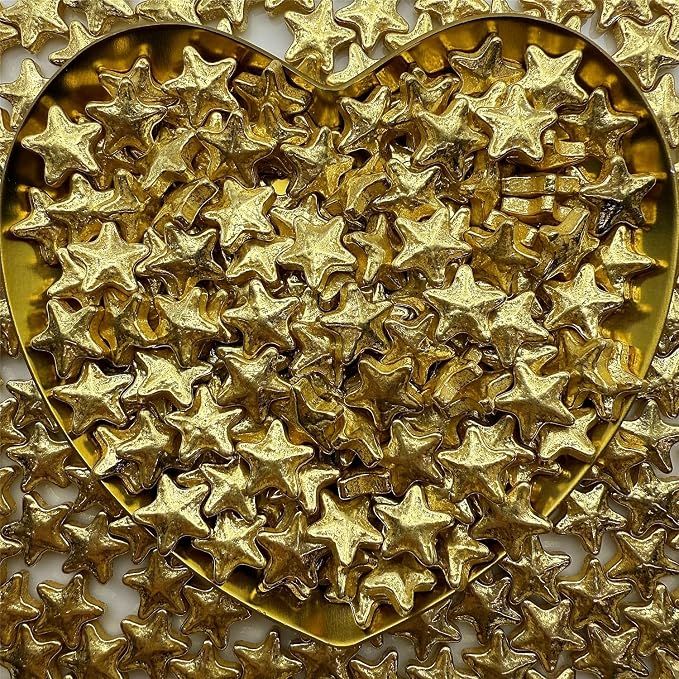 CandiJumpin Edible Star Sprinkles 10 mm, Gold Stars for Cake Decorating Super Gold Star Cake Decoration Large Edible Stars Baby Shower Party Birthday Wedding Christmas Supplies 3 OZ