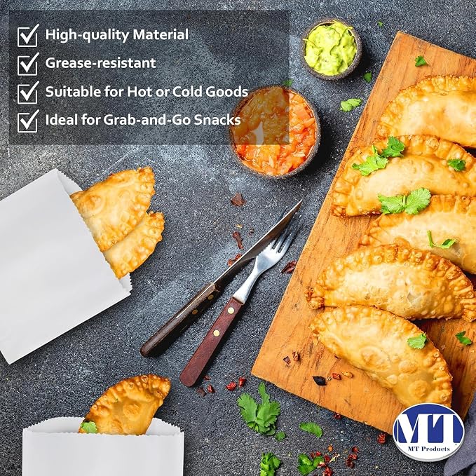 MT Products White Wax Cookie Bags 6" x 6.5" - Grease Resistant Paper Bakery Bags - Pack of 450