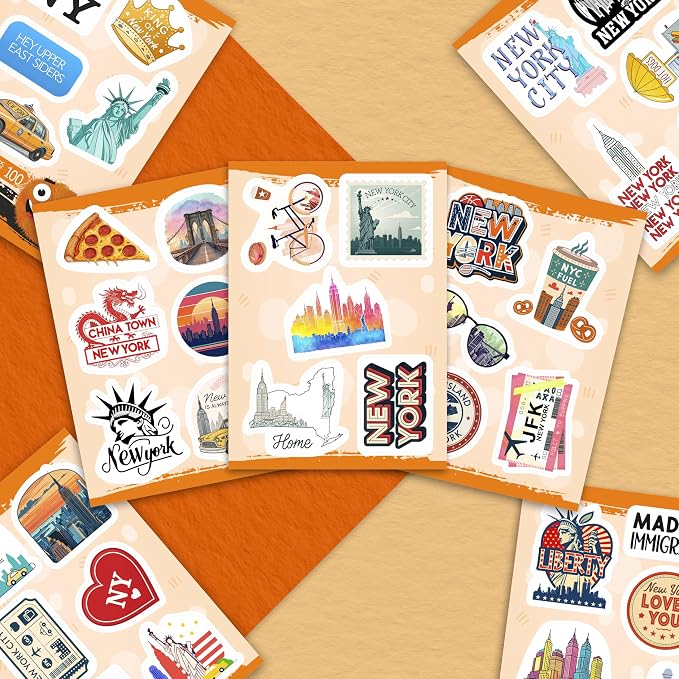 100Pcs New York Stickers for Scrapbooking, Laptop, Water Bottle, NYC Stickers -NYC Party Decorations - New York Gifts & Souvenirs - Gift for Women & Men
