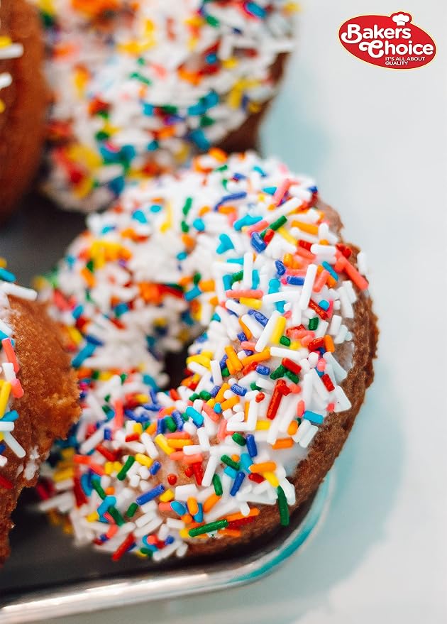 Bakers Choice Rainbow Sprinkles for Baking - Rainbow Jimmies Sprinkles for Ice Cream Toppings - Dairy Free, Kosher 10 Ounce