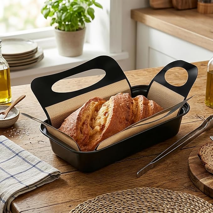 Cokuma Loaf Pans, 9*5-Inch, 2 Set with Non-stick Liners for Homemade Bread | Easy to release, Oven safe up to 440℉, Non-stick coating, Bread baking pan for banana bread meatloaf and sourdough