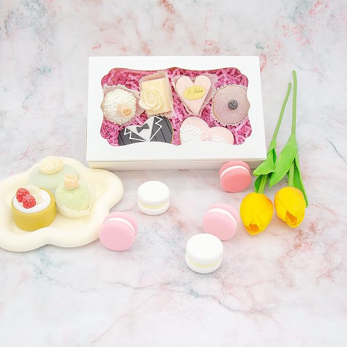 20pcs 8x5x2 Inch White Bakery Boxes Cookie Boxes with Window Treat Boxes Dessert boxes for Cookie,Pastry,Macaron,Donut,Muffins,Chocolate,Cupcake and Candy Gift Giving