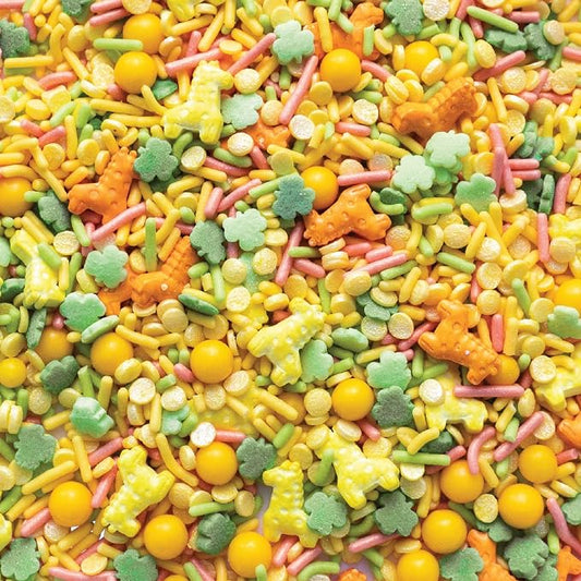 Oasis Supply Baby Shower Sprinkles & Sugar Shapes – Edible Decorations for Cakes, Cupcakes, and Cookies – Gender Reveal, Boy, Girl, and Neutral Party Baking Decorations - Giraffes/Safari Sprinkle Mix