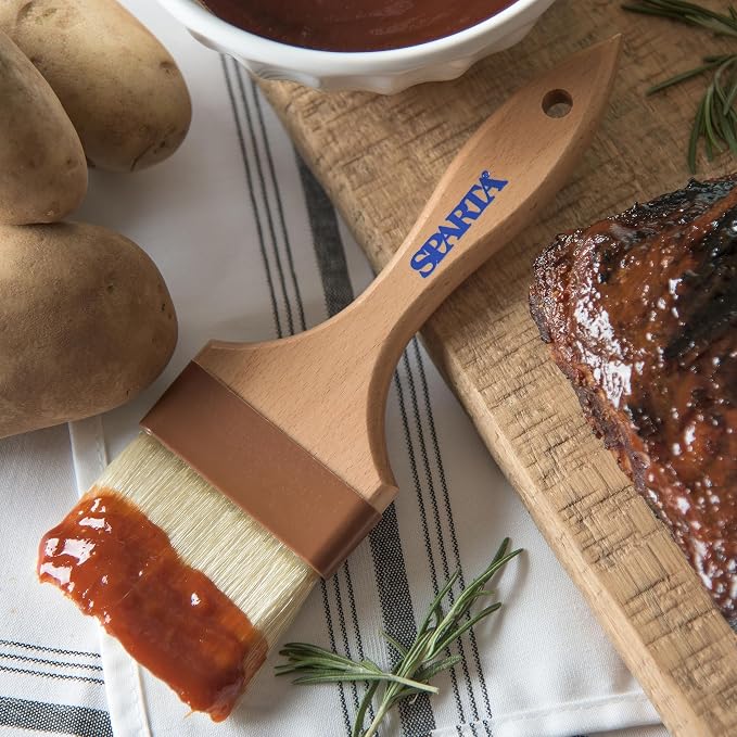 SPARTA Kitchen Basting Brush – 4037500 Basting Brush for Cooking Flat Boar Bristle Brush, Hardwood Handle for Kitchens, Restaurants, Catering, High Heat Food Prep, 3in