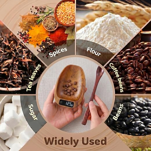 Portable Coffee Scale Mini Electronic Gram Scale Rechargeable Digital Scale for Home Office Coffee Making & Kitchen Use (Brown)