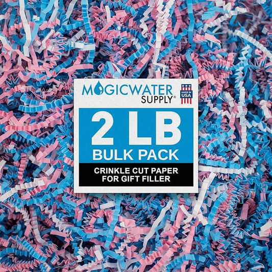 MagicWater Crinkle Cut Paper for Gift Baskets - 2LB - Baby Blend - Perfect for Shredded Paper Filler, Basket Filler, Gift Boxes, Bridesmaid Gifts, Christmas Stuffers & More – Ideal for All Occasions