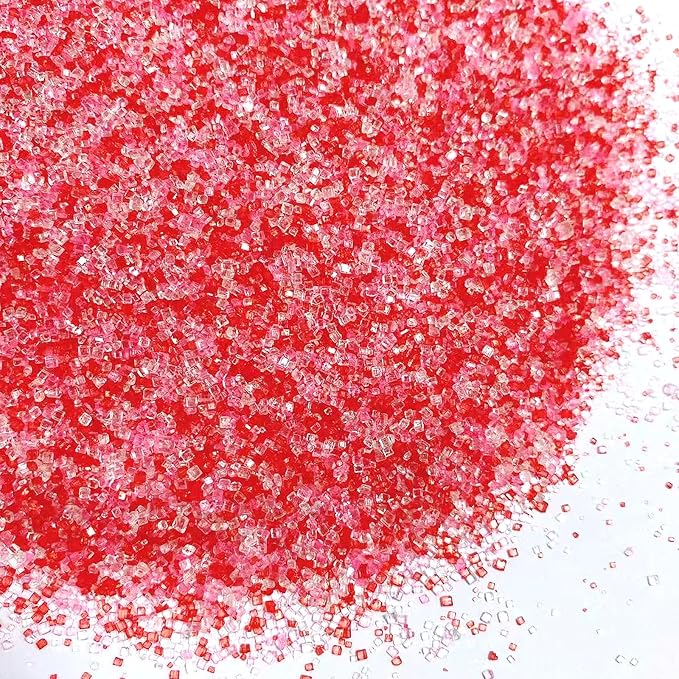 PhilaeEC Vanlentine Sanding Sugar Edible Red Pink White Sparkling Crystals for Baking Cake Decoration Cookie Ice Cream Cupcake Toppers Wedding Party Valentines Christmas Supplies 5oz