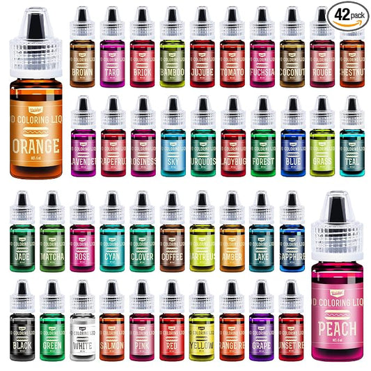 Food Coloring Set - 42 Vivid Colors Food Coloring Set for Baking, Cake Decorating, Cookie, Fondant and Macaron - Liquid Tasteless Food Color Dye for DIY and Crafts - .25 fl. oz. Bottles
