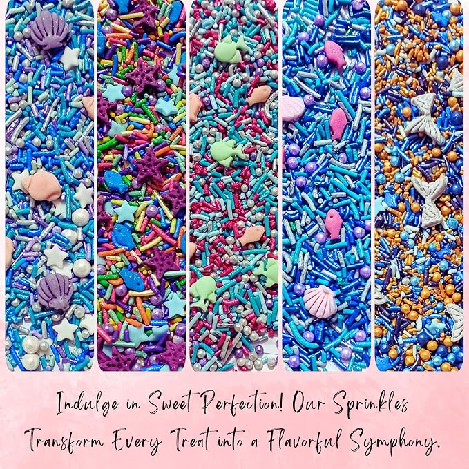 DecoratingConfect Under the Sea Sprinkle Mix Set – Starfish, Shell & Fishes -5 Assorted Pastel Blends for Cake, Cupcake & Cookie Decorating – Ocean-Themed Edible Decorations -Vegan, Gluten-Free, Nut-Free, Soy-Free, Dairy-Free, Palm Oil-Free -5 Oz