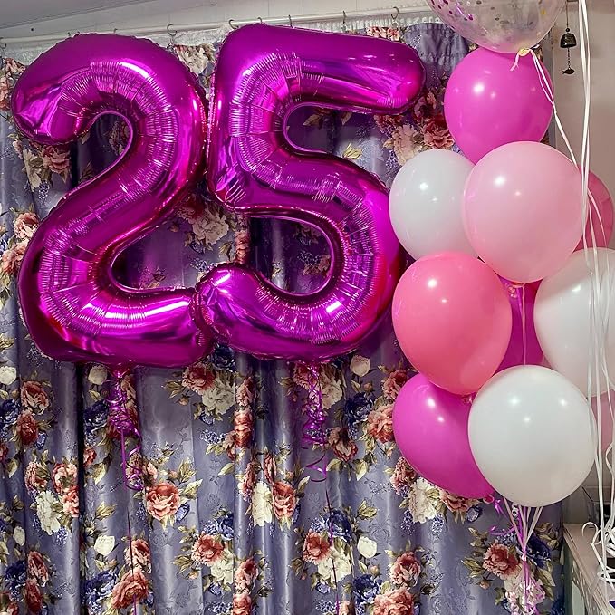 Rosy Purple 4 Balloon, Number Balloons 40 Inch, 4th Birthday Decorations for Girls Four Large Numbers for Party Decor, Number 4 Balloon