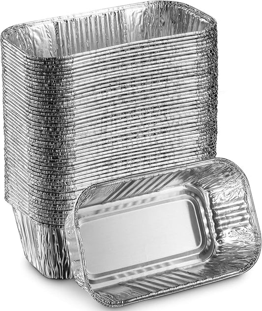 MontoPack Aluminum Disposable Loaf Pans | Deep Standard Size 6" x 3.5" Extra Thick Foil Bread Containers for Baking, Food Storage & Takeout | Eco-Friendly & Recyclable | Bulk 50-Pack 2 Pound Trays