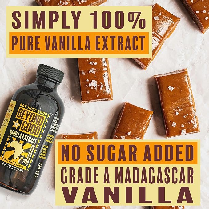 Beyond Good Pure Vanilla Extract | Madagascar | Made from All Natural Bourbon Vanilla Beans | For Baking, Desserts, Home Cooking and Chefs (8 fl oz)