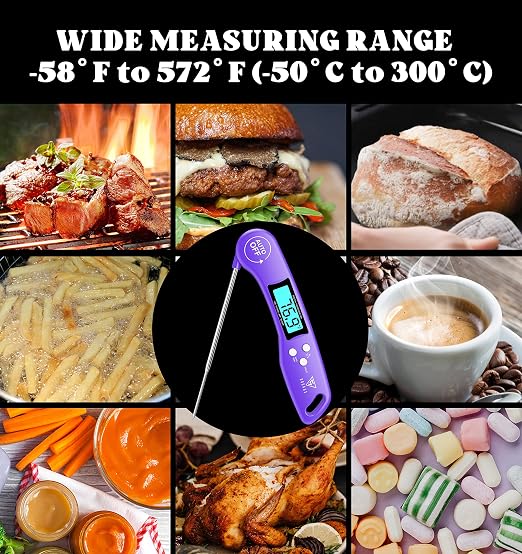DOQAUS Digital Meat Thermometer, Instant Read Food Thermometer for Cooking, Kitchen Probe with Backlit & Reversible Display, Cooking Temperature Probe for Turkey, Grill, BBQ, Baking