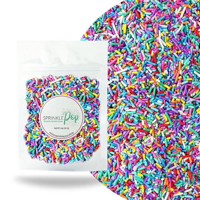 Sprinkle Pop Ultimate Unicorn Rainbow Jimmies Sprinkle Mix| Pink Purple Green Blue Yellow Orange Red White Sprinkles| Birthday Sprinkles Made in USA for Decorating Cake Cupcakes Cookies Ice Cream, 2oz