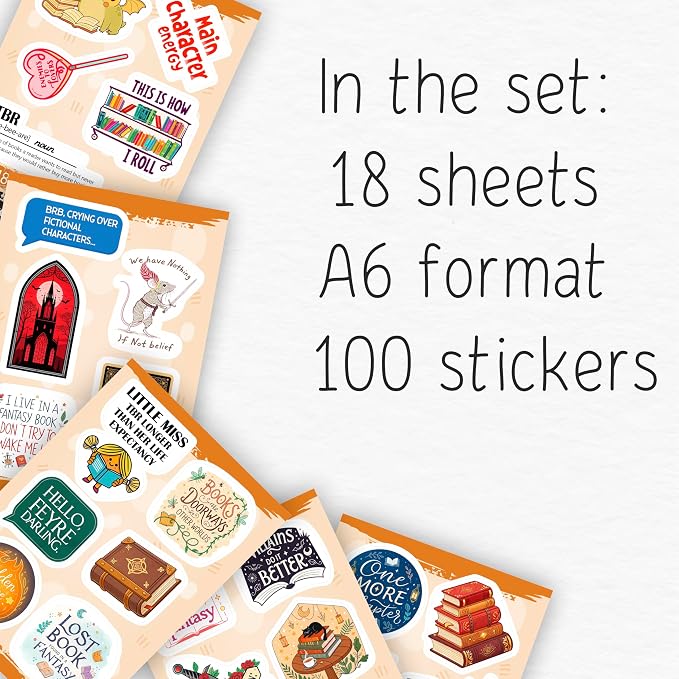 100Pcs Fantasy Book Stickers for Kindle Adult - Bookish & Reading Decals, Book Stickers Fantasy - Gifts for Men & Women