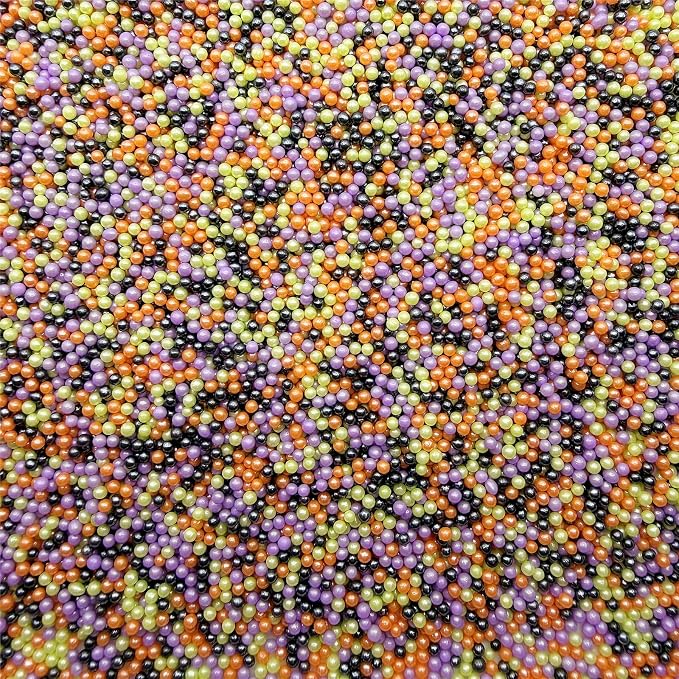 SE Si&Moos Nonpareil Sprinkles, 2mm Black Purple Orange and Green Mini Edible Pearls Black and Purple Sprinkles for Cake Decorating Orange and Green Mini Pearls Halloween Cookie Decorations Wedding Baby Shower Party Christmas Holiday Supplies 3.5 OZ