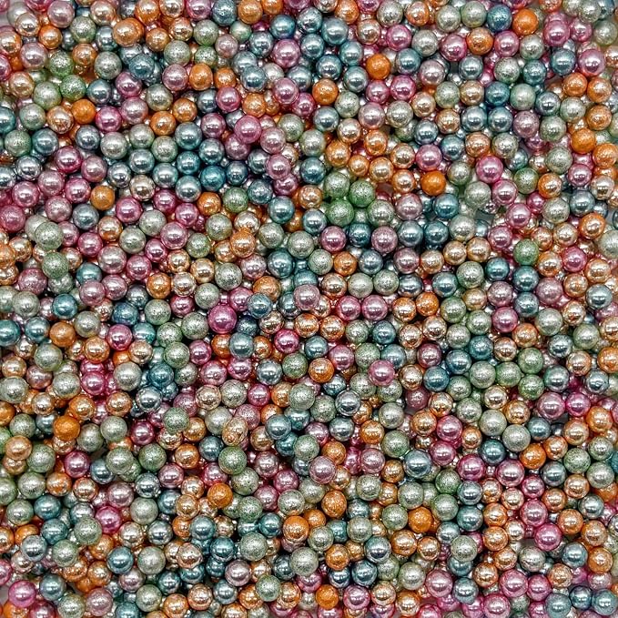 Dynastang 4mm Mixed Colour Pearls Sprinkles Edible Pearls Cake Decorating Stars Cake Decorations Cupcake Toppers Cookie Decorating Perfect for Cakes, Cupcakes, Desserts Toppings 3OZ