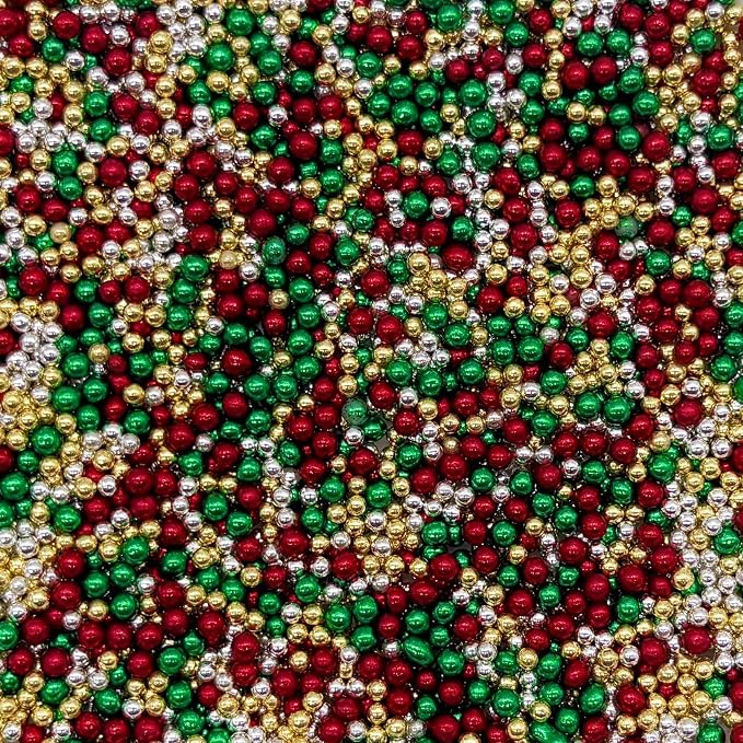 Dynastang 2mm Christmas Pearls Sprinkles Edible Pearls Cake Decorating Stars Cake Decorations Cupcake Toppers Cookie Decorating Perfect for Cakes, Cupcakes, Desserts Toppings 3OZ