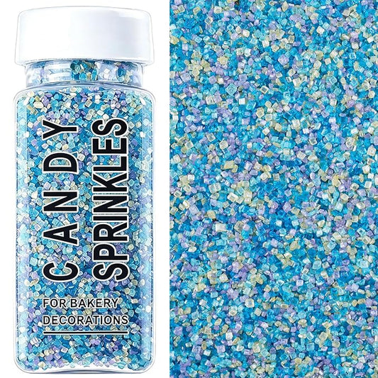Ocean Sanding Sugar Sprinkles, 4.6 oz Edible Blue Purple Green Yellow Sugar Crystals for Baking Topping, Cupcakes, Cookies, Ice Cream & Cake Decorating, Mermaid Beach Summer Holiday Party Supplies
