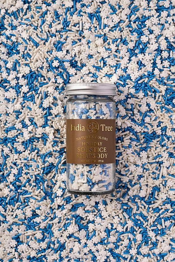 India Tree Nature’s Colors Cake Decorations Solstice Rhapsody Sprinkles in Glass Jar, Plant-Based Food Coloring, Non-GMO, No Artificial Dyes, Baking and Dessert Topping, 2.7 oz