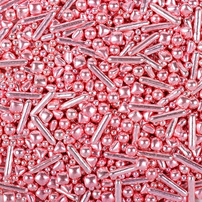 Rose Gold Sprinkles for Cupcakes, Rose Gold Pearl Sprinkles, Candy Pearls for Cake Decoration, Cupcakes, Ice Cream Topping, Macaron, and Cookies.120g(4.23oz)