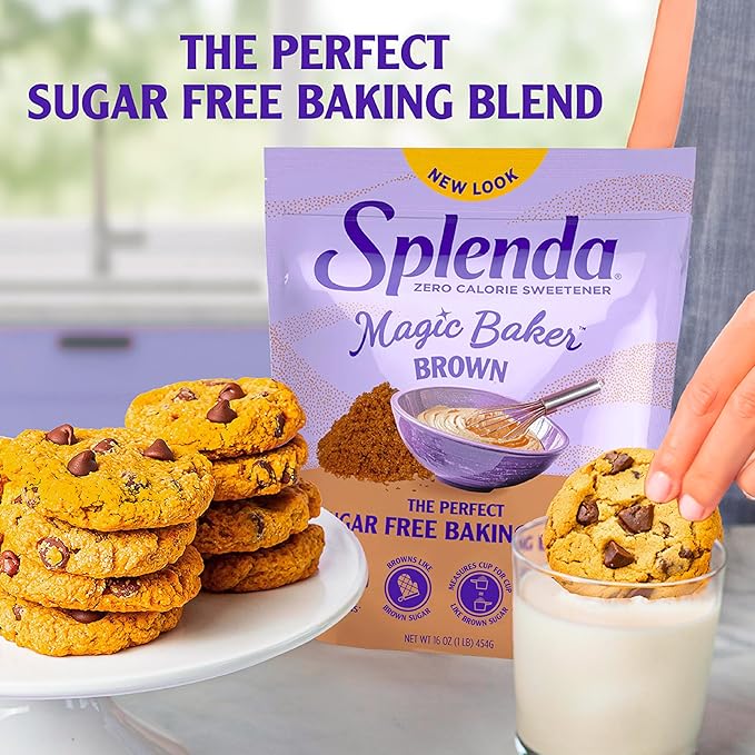 SPLENDA Magic Baker Brown Zero Calorie Plant Based Granulated Baking Blend with Stevia, Erythritol and Allulose – Zero Sugar, Keto Friendly, 1lb (16 oz) Pouch (Pack of 1)