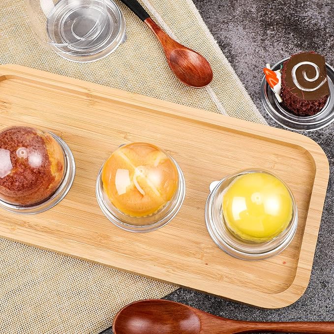 Patelai 150 Pcs Clear Plastic Mini Cupcake Container, Mini Cupcake Box Muffin Dome Muffin Single Container Box for Wedding Birthday Cheese Pastry Dessert Cake (Silver)