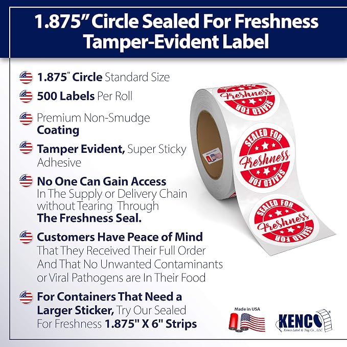 Food Delivery Tamper Evident Sealed for Freshness Labels - 500 Adhesive Stickers for Safe Food delivery (Circles 12 Pack)