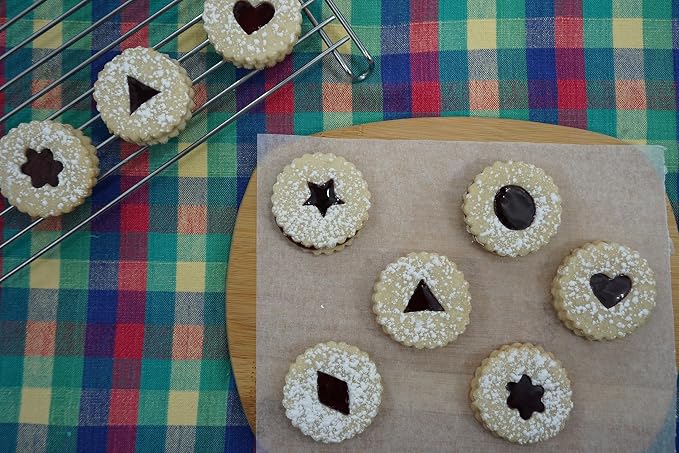 R&M International Traditional Linzer Cookie Cutters, Diamond, Heart, Flower, Triangle, Star, Circle, 6-Piece Set