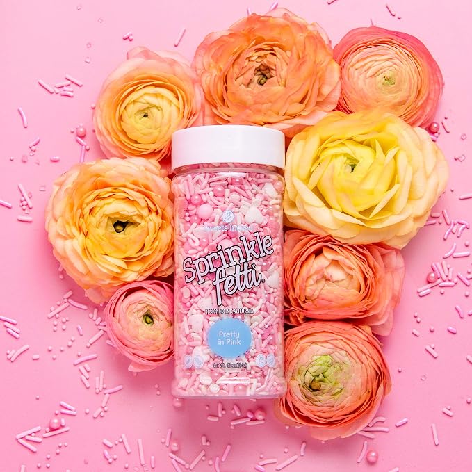 Sweets Indeed Valentines Day Heart Sprinkle Mix | Pink & White Jimmies, Sugar Pearls, Confetti Quins, Nonpareils & Heart Shapes | Baking & Decorating, 4 ounces