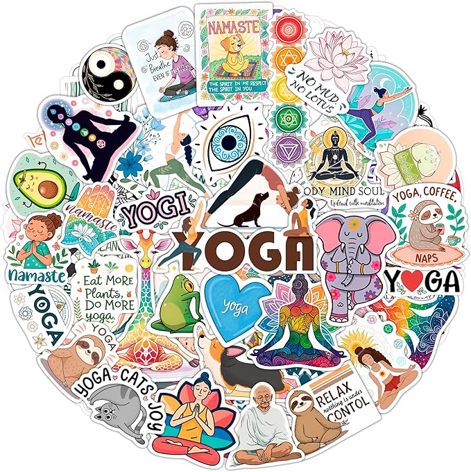 100Pcs Yoga Stickers for Planner, Water Bottle - Yoga Gifts for Women, for Yoga Instructor - Gift for Women & Men