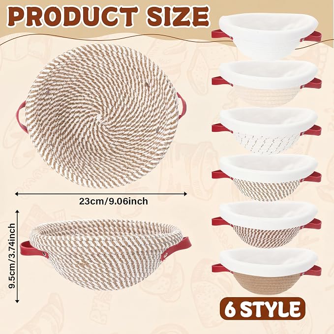 Gisafai 12 Set Banneton Bread Proofing Baskets Bulk 9 Inch Round Cotton Rope Artisan Sourdough Bread Banneton Dough Proofing Bowls with Cloth Liners and Covers for Homemade Baking Bakery