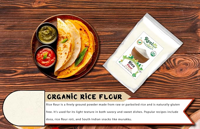 Rani Organic Rice (White) Flour 32oz (2lbs) 908g ~ All Natural | Gluten Friendly | Vegan | NON-GMO | Kosher | Indian Origin | USDA Certified Organic