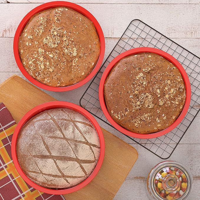 SILIVO 8 Inch Cake Pan Set of 3, Nonstick Silicone Round Cake Pans for Layercake, Cheesecake and Chocolatecake