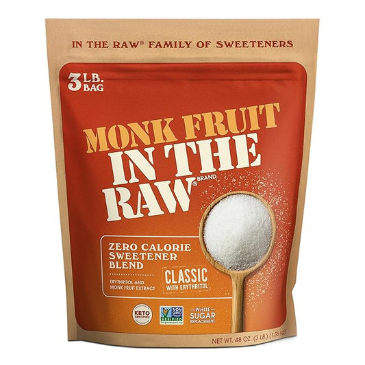 MONK FRUIT IN THE RAW, 48 oz Baker's Bag, Pack of 1, Natural Monk Fruit Sweetener w/Erythritol, Sugar-Free