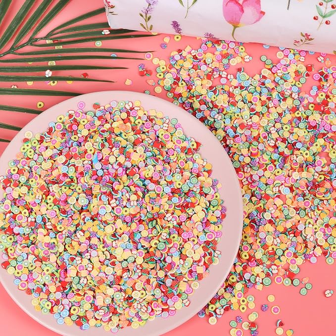DIYASY 180g Fake Fruit Sprinkles, 6.35 oz Mini Faux Sprinkle Polymer Clay Slices Non-Edible for Crafts Art DIY Decoration Plastic Slime Filler